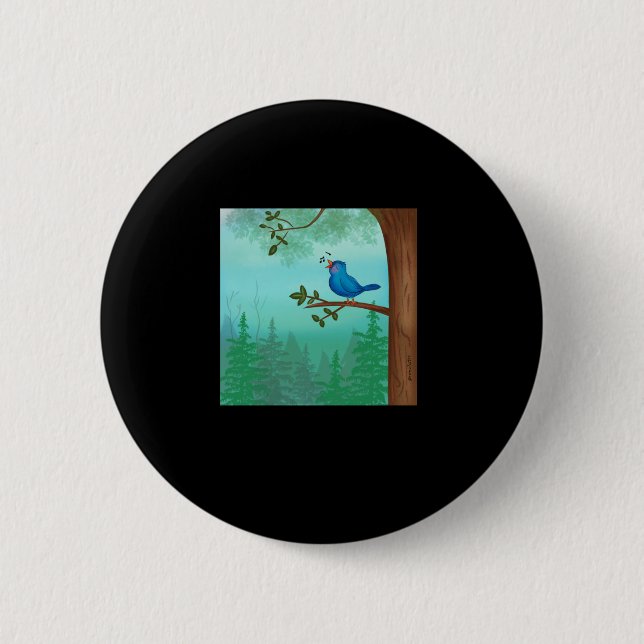 Blue Bird Sticker  Button (Front)