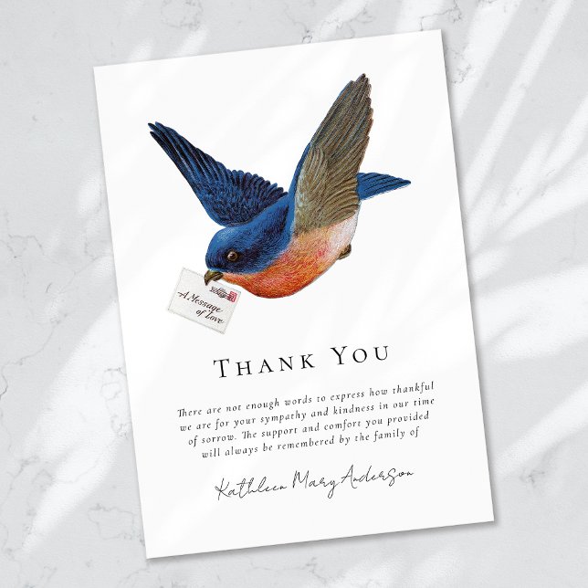 Blue Bird Sympathy Funeral  Thank You Card (Creator Uploaded)
