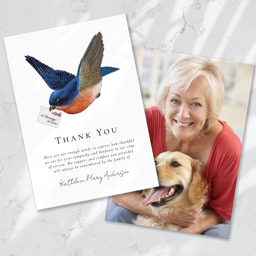 Blue Bird Sympathy Funeral  Thank You Card
