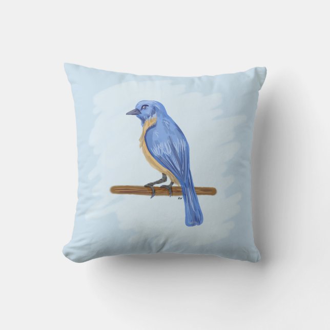 Blue Bird Throw Pillow (Front)