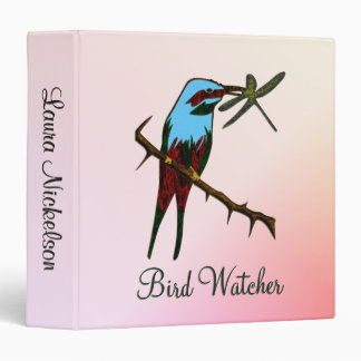 Blue Bird Watcher Personal Pink 3 Ring Binder