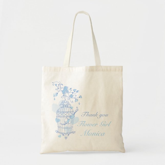 Blue bird wedding flower girl bag (Front)