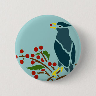 Blue Bird with Berries Pinback Button