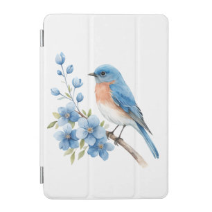 Blue bird with blue flowers iPad mini cover