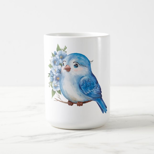 Blue Bird with Flowers Coffee Mug (Center)