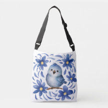 Blue Bird with flowers