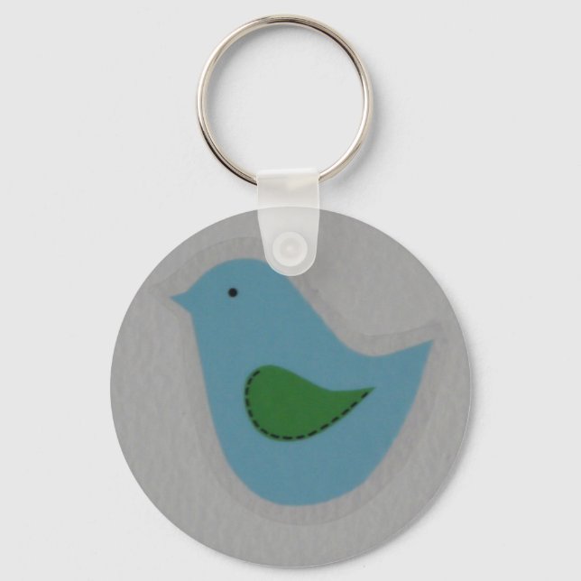 blue bird with green wing keychain (Front)