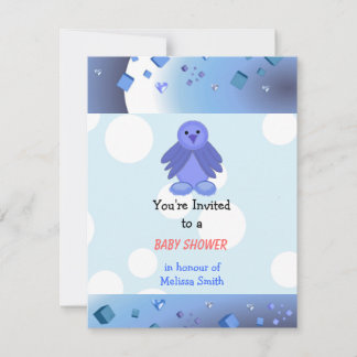 Blue Birdie Baby Shower Invitation