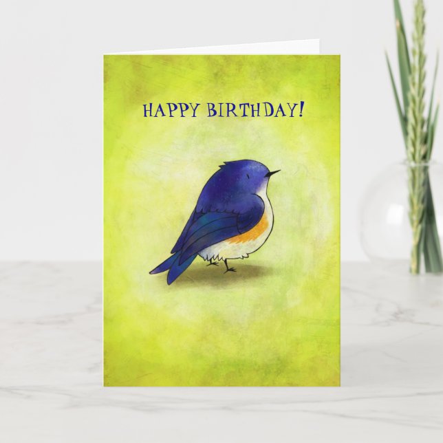 Blue Birdie Greeting Card(customizable) Card (Front)