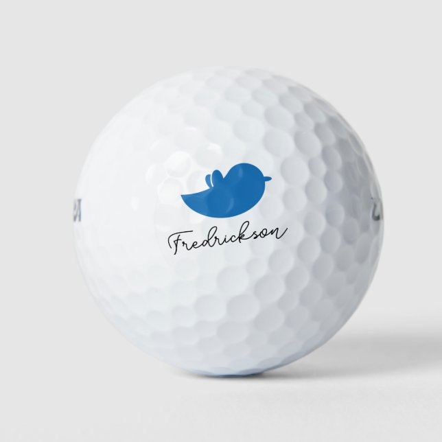 Blue Birdie Script Personalization Golf Balls (Front)