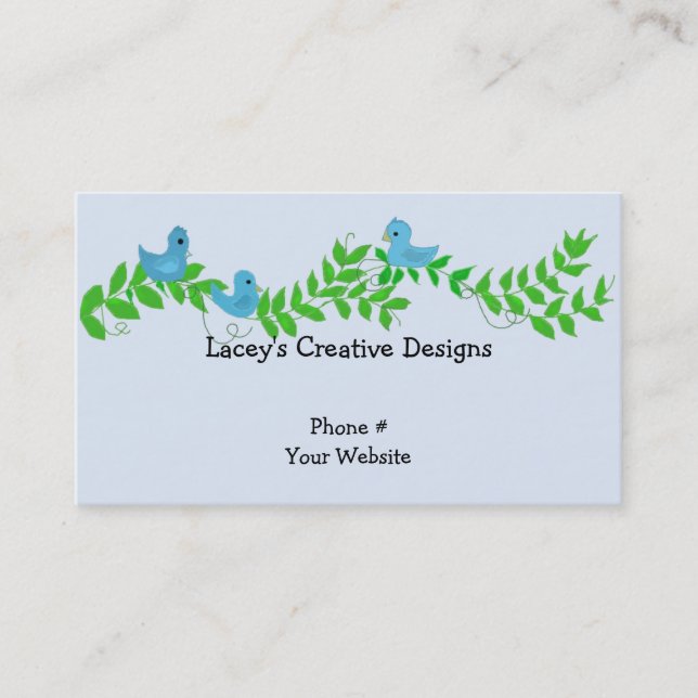 Blue Birds and Green Vines Business Card (Front)