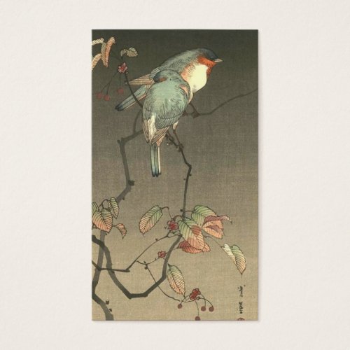 Blue Birds at Night by Seitei Watanabe 1851- 1918 Business Card Template