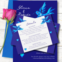 Blue Birds Boho Mexican Wedding Enclosure Card