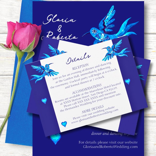 Blue Birds Boho Mexican Wedding Enclosure Card (Creator Uploaded)