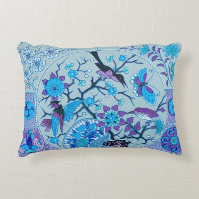 Blue Birds & Butterflies Accent Pillow (Front)