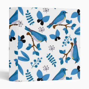 Blue Birds, Butterflies, Blossoms and Branches 3 Ring Binder