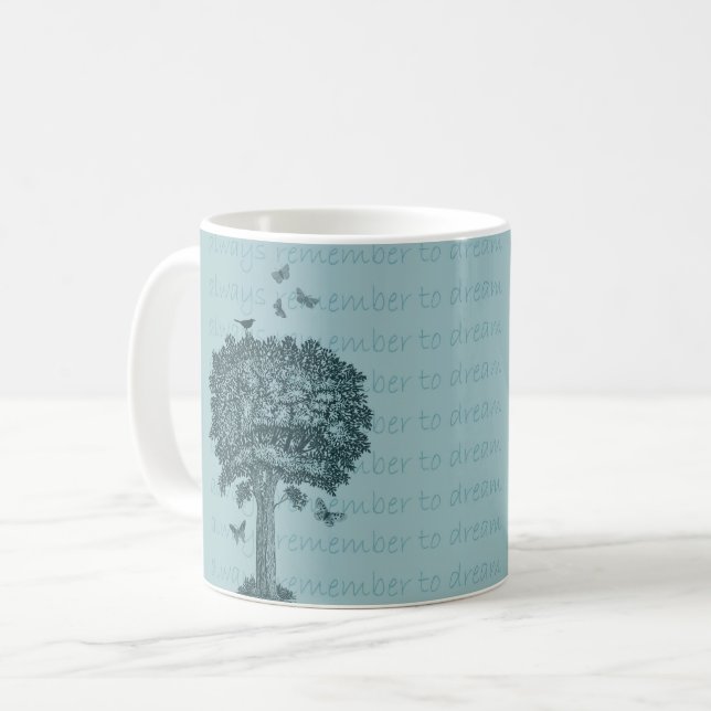 Blue Birds Butterflies Dream Tree Coffee Mug (Front Left)