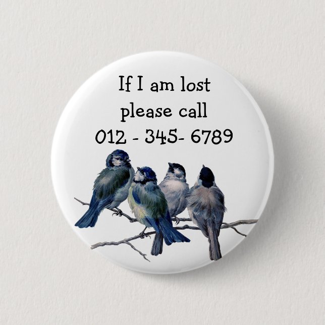 Blue birds,  Child Emergency Contact Button (Front)