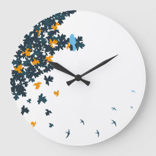 blue birds clock