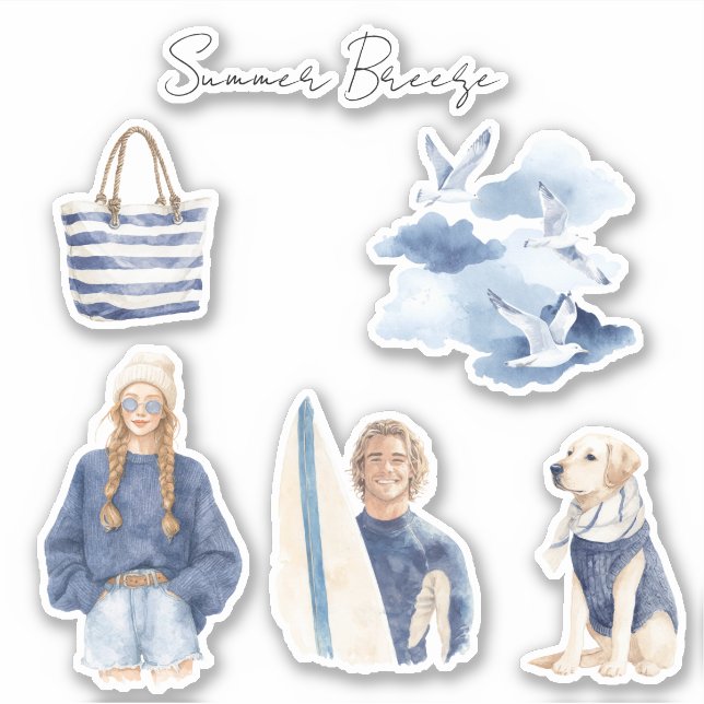 Blue Birds Clouds Summer Breeze Sticker (Front)