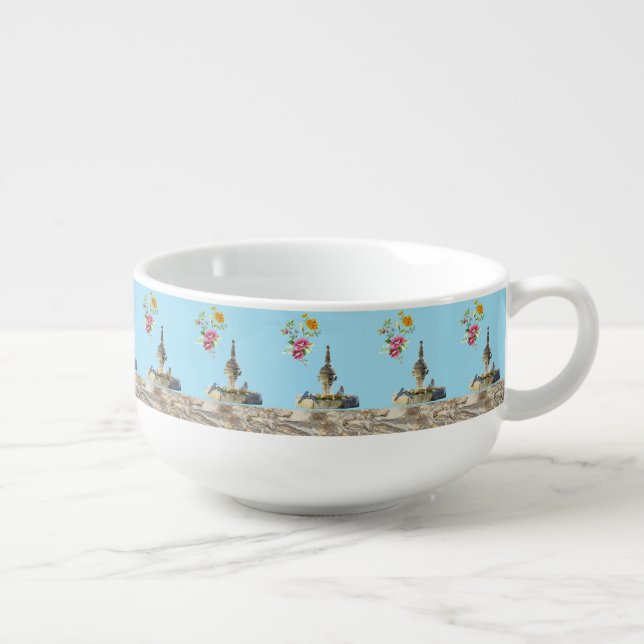 Blue Birds Fountain Soup Mug (Left)