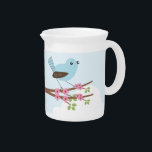 Blue Birds in Blossom Tree Beverage Pitcher<br><div class="desc">Two blue bird on a pink blossom tree branch. Decorative pitcher</div>