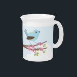 Blue Birds in Blossom Tree Beverage Pitcher<br><div class="desc">Two blue bird on a pink blossom tree branch. Decorative pitcher</div>