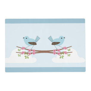 Blue Birds in Blossom Tree Placemat