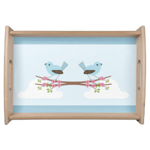 Blue Birds in Blossom Tree Serving Tray