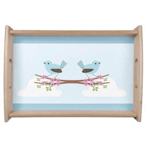 Blue Birds in Blossom Tree Serving Tray