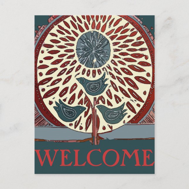 Blue Birds in Tree Abstract Postcard (Front)