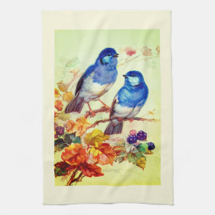 Blue birds kitchen towel