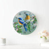 Blue Birds Large Clock | Zazzle