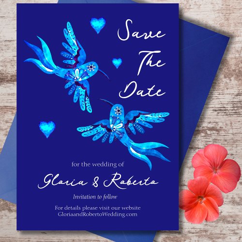 Blue Birds Mexican Wedding Save The Date Card