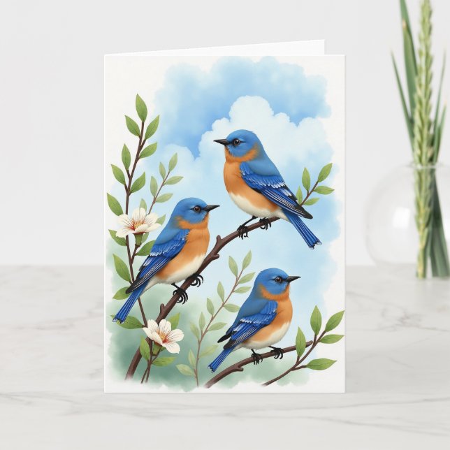 Blue Birds Mothers Day Scene Card (Front)