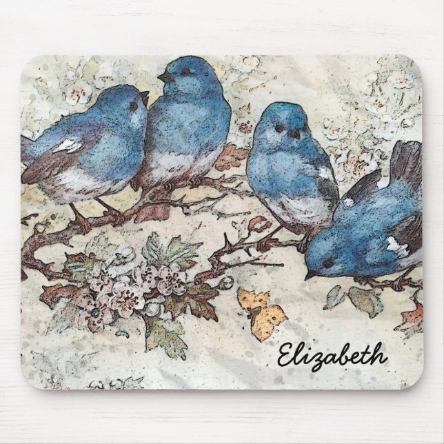 Blue Birds Mouse Pad (Front)