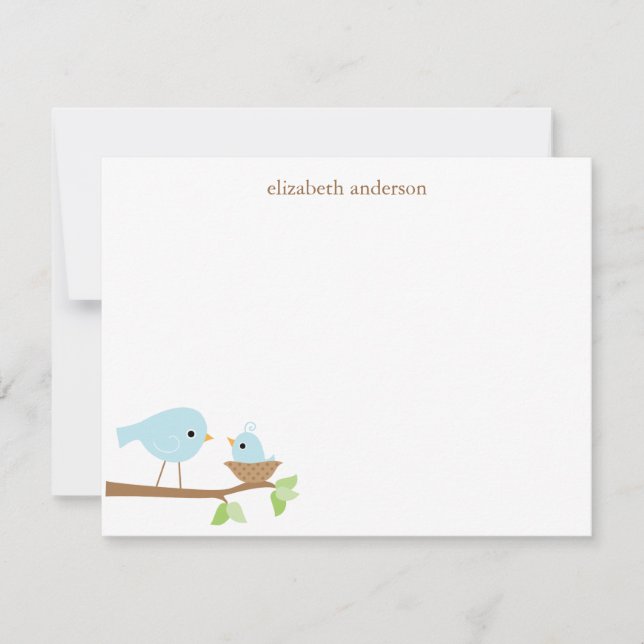 Blue Birds Nest Baby Shower Thank You Cards (Front)