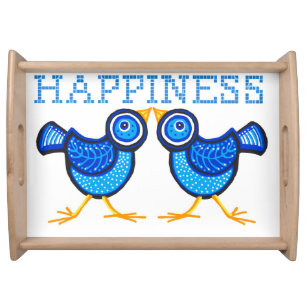 Blue birds of happiness serving tray