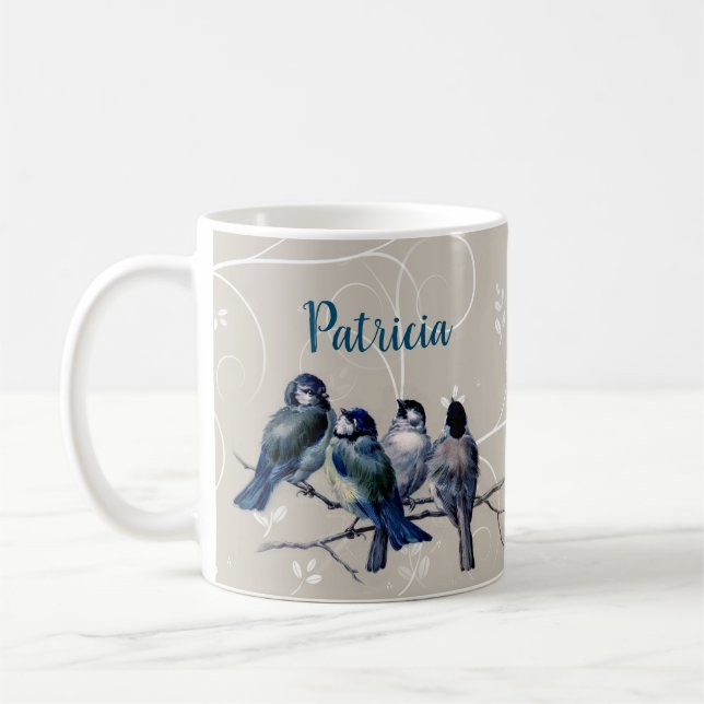 Blue Birds on a Branch Coffee Mug (Left)