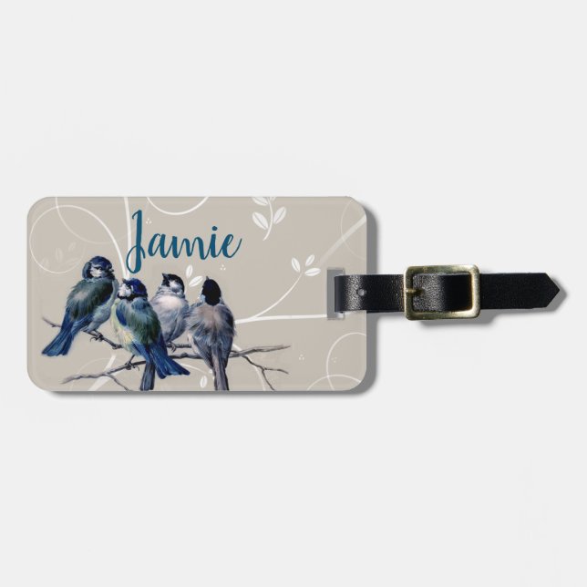 Blue Birds on a Branch Luggage Tag (Front Horizontal)