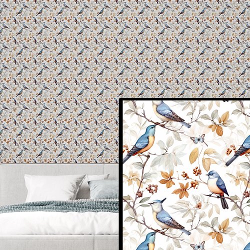 Blue Birds on Autumn Tones Wallpaper