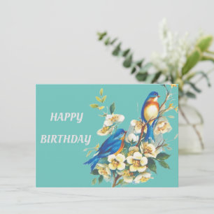 blue birds on floral