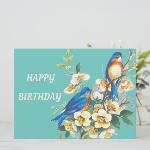 blue birds on floral card