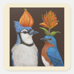 Blue Birds on Orange Hat Night stickers