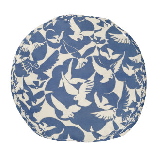 Blue Birds Pouf