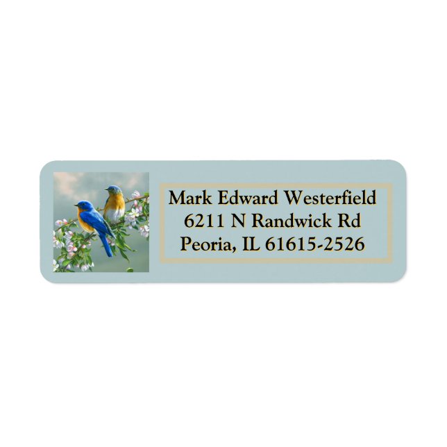 blue birds return address label (Front)