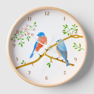 Blue Birds Round Acrylic Wall Clock With Digits