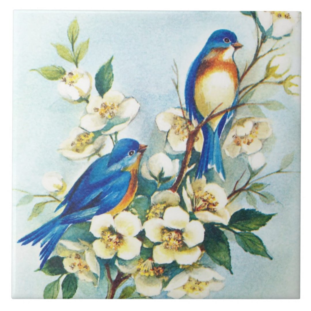 Blue Birds Tile Zazzle