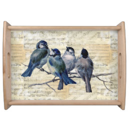 Blue Birds Vintage Music Serving Tray