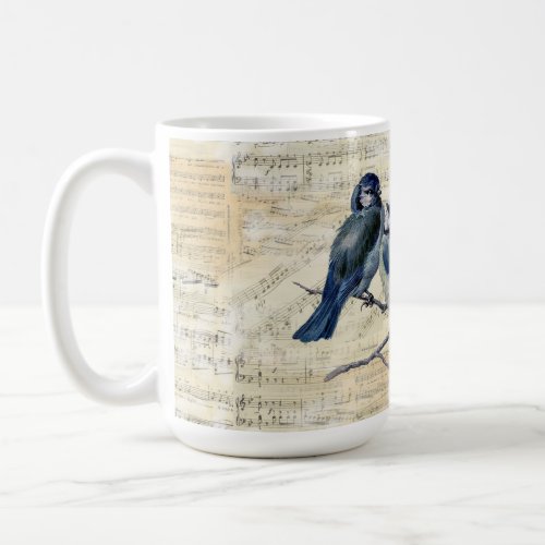 Blue Birds Vintage Sheet Music Mug